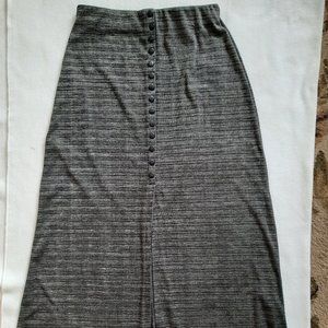 Women's long black and white speckled skirt